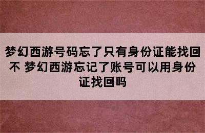 梦幻西游号码忘了只有身份证能找回不 梦幻西游忘记了账号可以用身份证找回吗